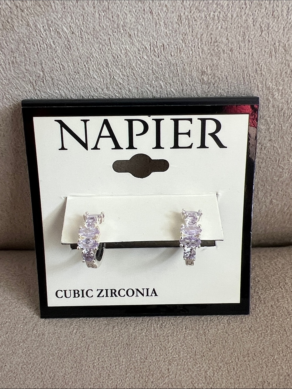 NWT Napier Lavender Cubic Zirconia Hoop Earrings